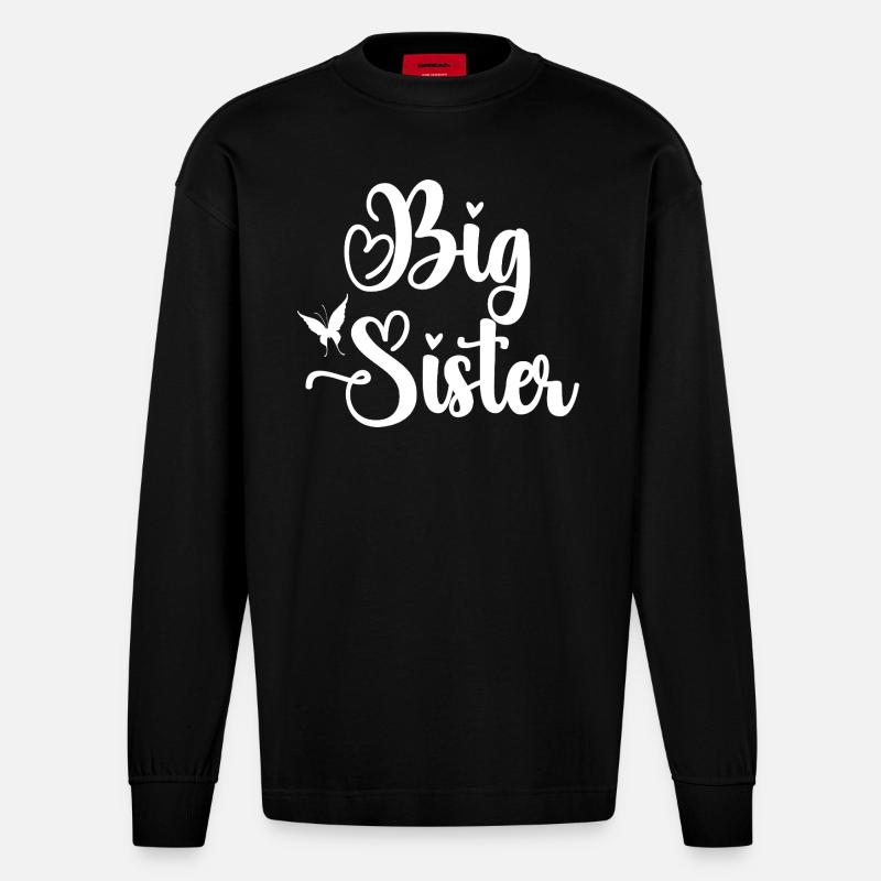 Große Schwester - Heavyweight Oversized Organic Langarmshirt Made in EU - SOLID BLACK