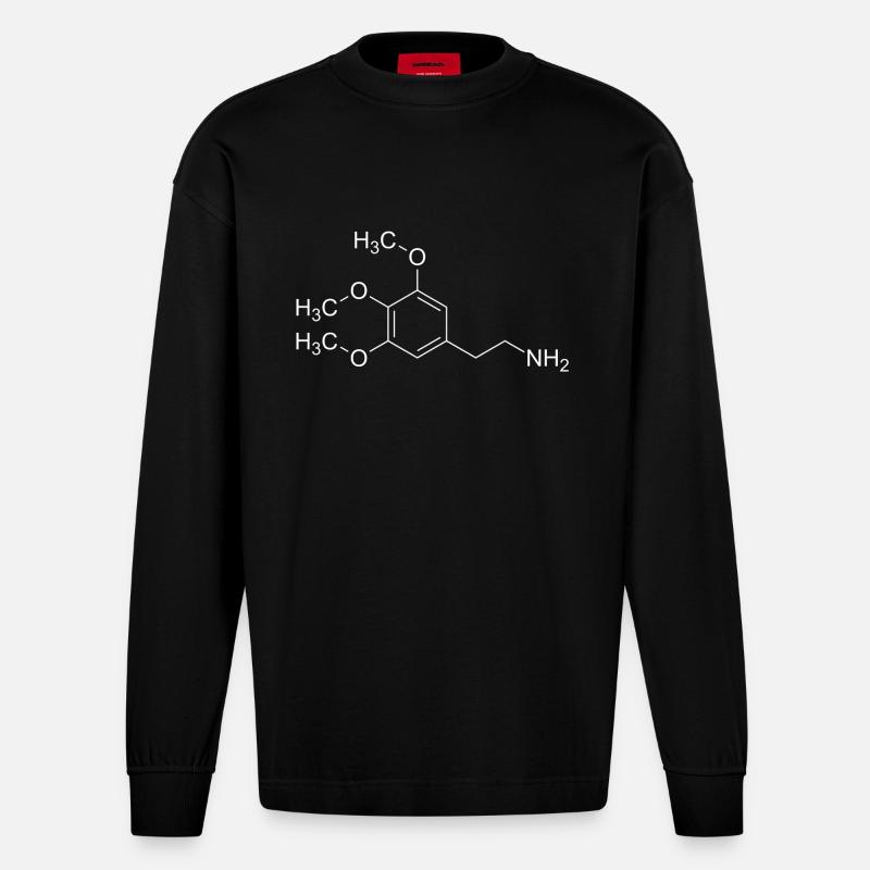 Mescaline mescaline structural formula - Heavyweight Oversized Organic Longsleeve Shirt Made in EU - SOLID BLACK