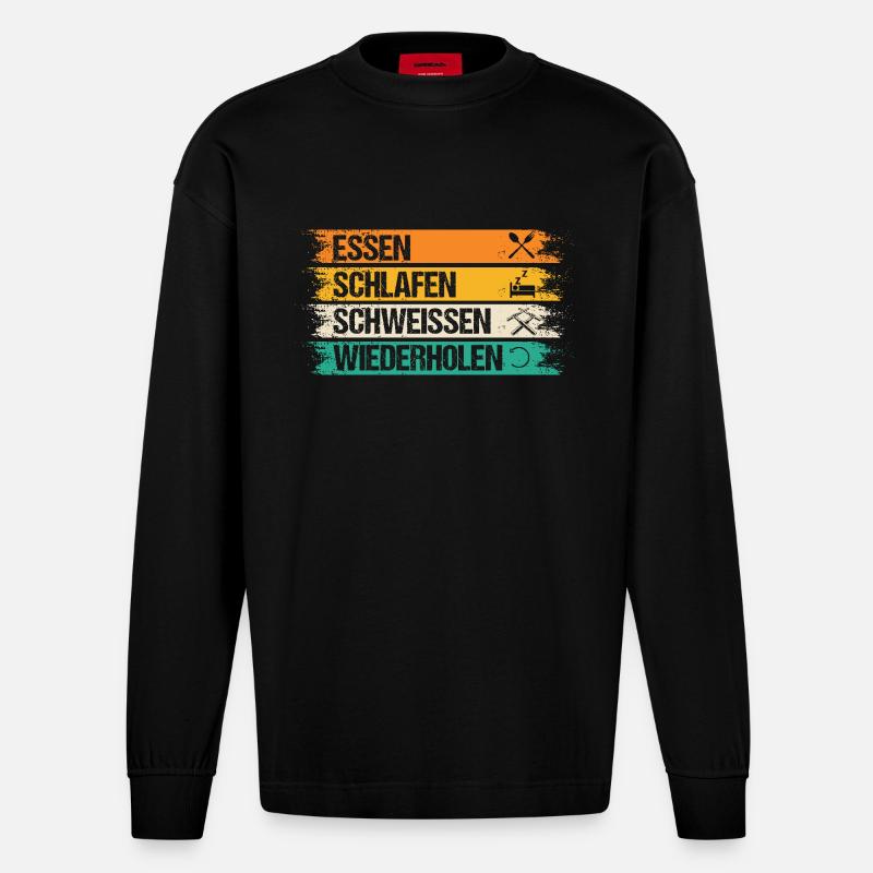 Soudage Soudeurs Soudeurs - Manches longues bio épais oversize fabriqué en UE - SOLID BLACK