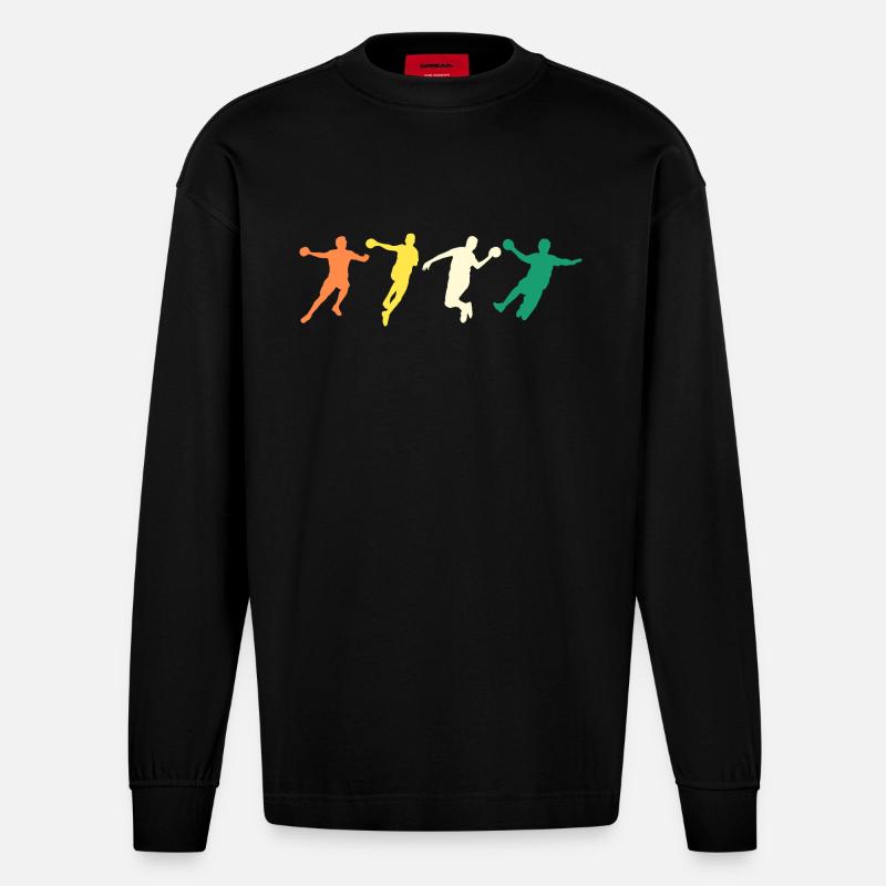 Handball Joueurs Evolution Handball - Manches longues bio épais oversize fabriqué en UE - SOLID BLACK