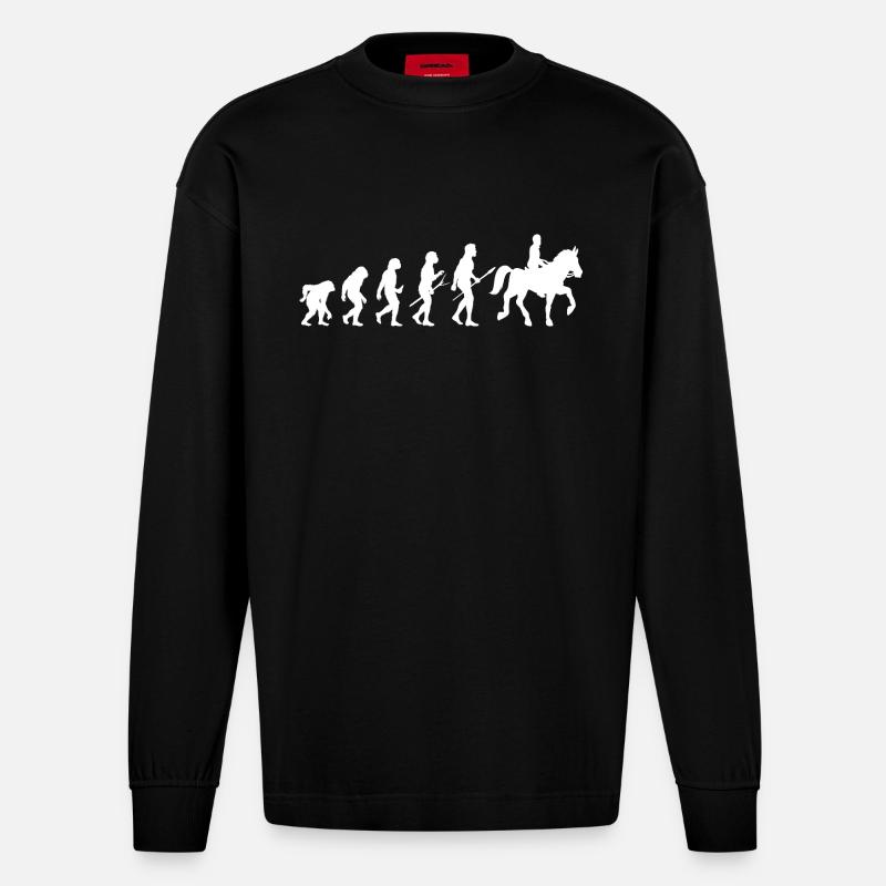 Monter des chevaux Evolution - Manches longues bio épais oversize fabriqué en UE - SOLID BLACK