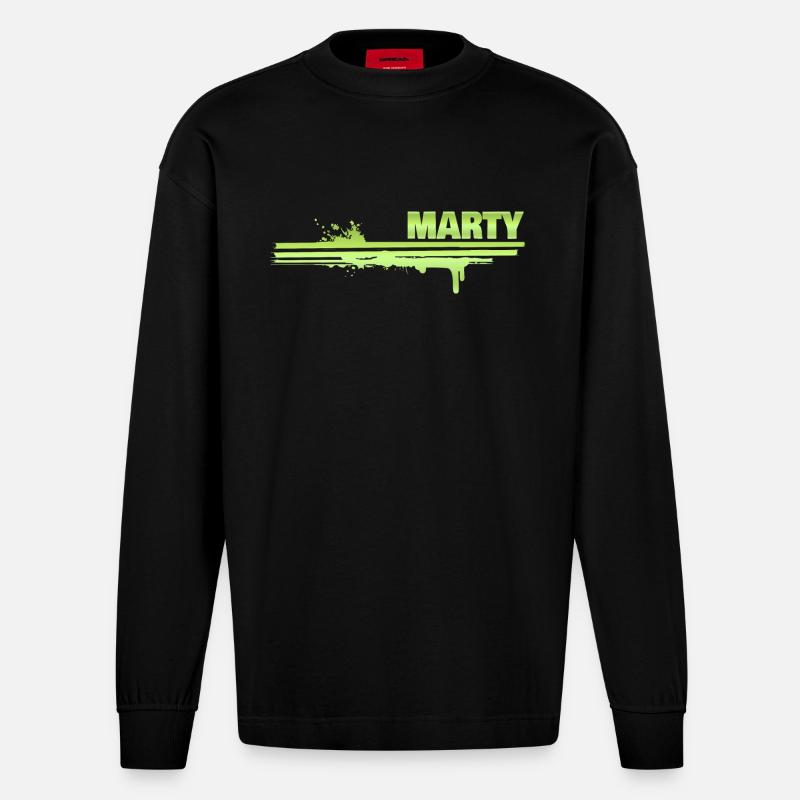 Marty als Farbklecks - Heavyweight Oversized Organic Langarmshirt Made in EU - SOLID BLACK