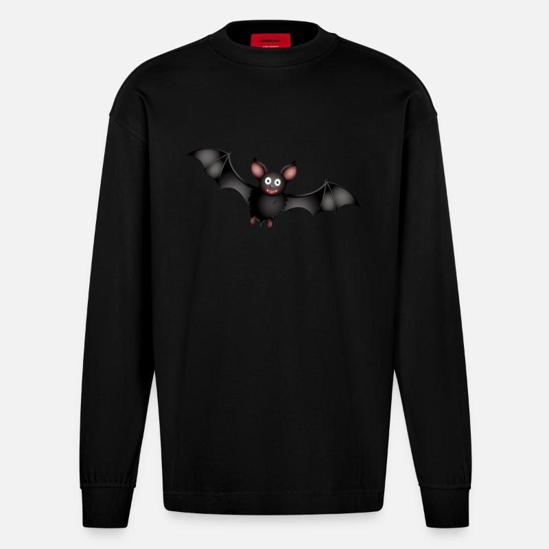 Fledermaus - Heavyweight Oversized Organic Langarmshirt Made in EU - SOLID BLACK