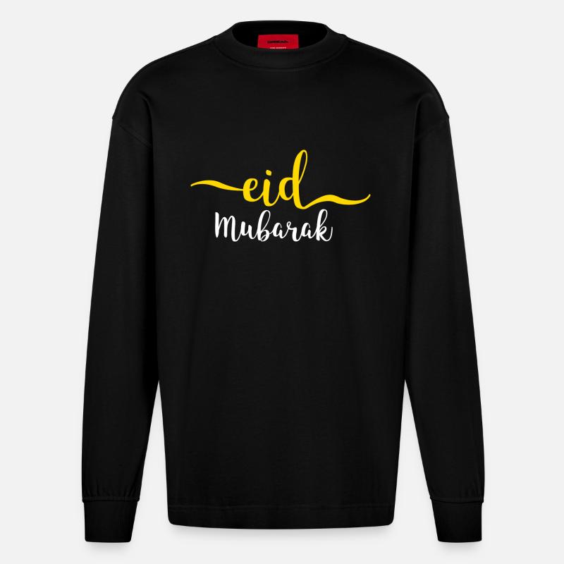 Eid Mubarak - Heavyweight Oversized Organic Langarmshirt Made in EU - SOLID BLACK