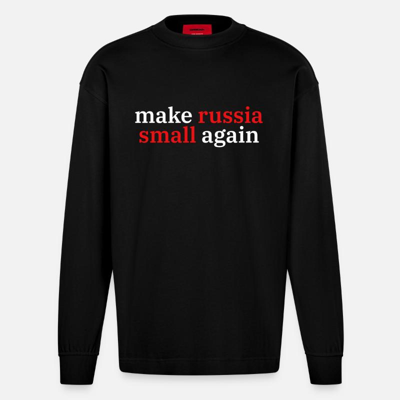 make russia small again - Heavyweight Oversized Organic Langarmshirt Made in EU - SOLID BLACK