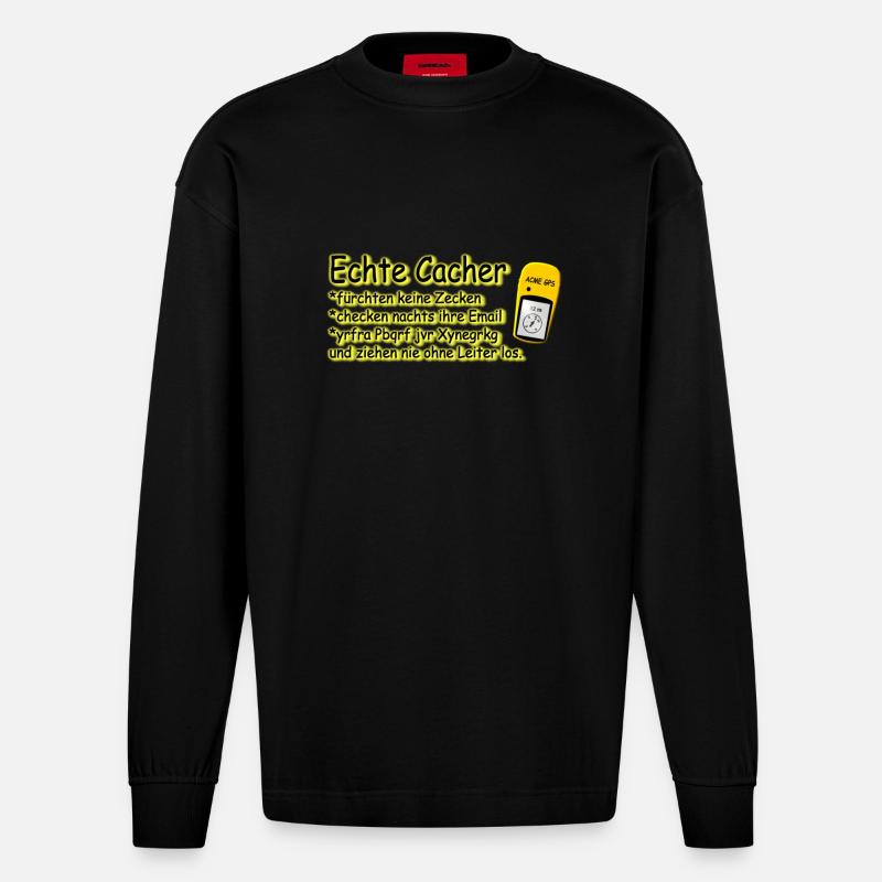echte cacher - Heavyweight Oversized Organic Langarmshirt Made in EU - SOLID BLACK