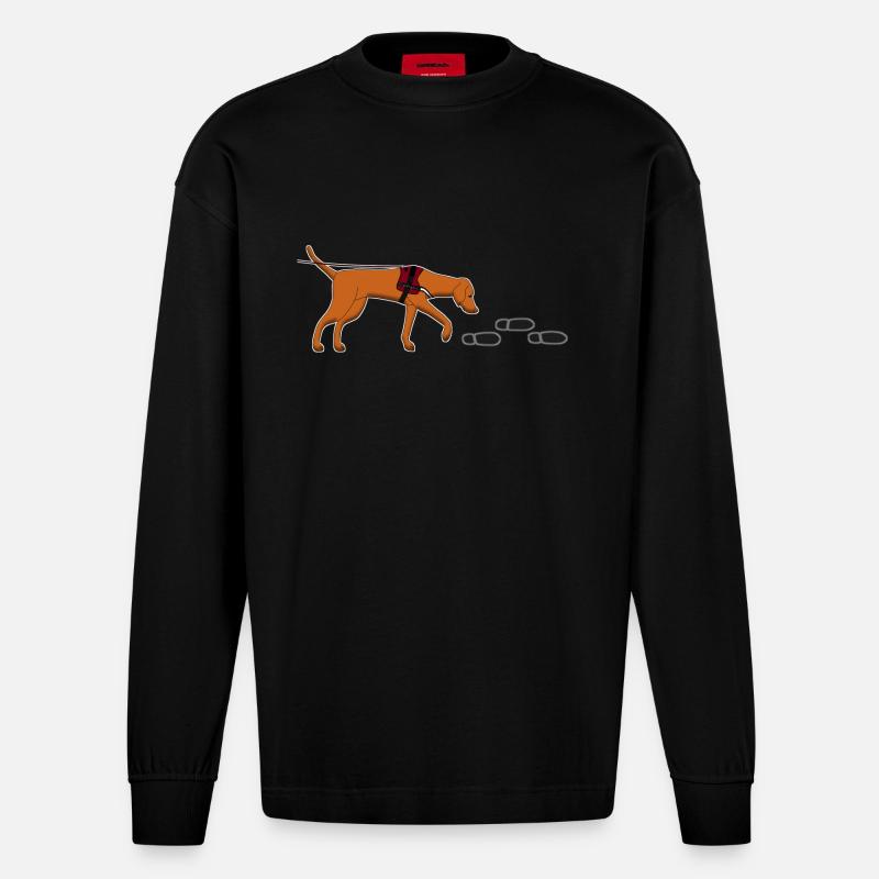Mantrailing Vizsla - Heavyweight Oversized Organic Langarmshirt Made in EU - SOLID BLACK