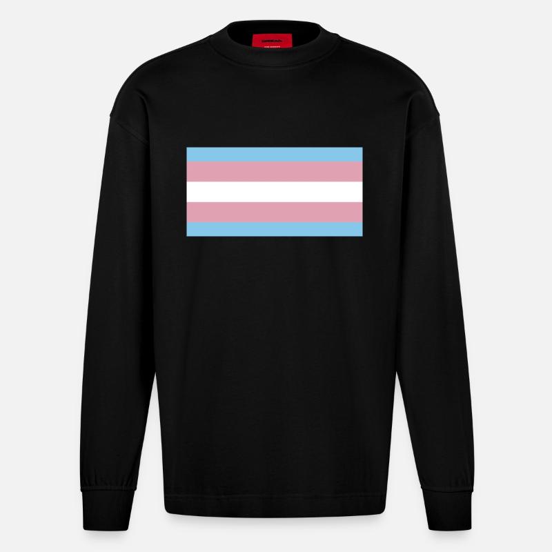 trans pride - Heavyweight Oversized Organic Langarmshirt Made in EU - SOLID BLACK