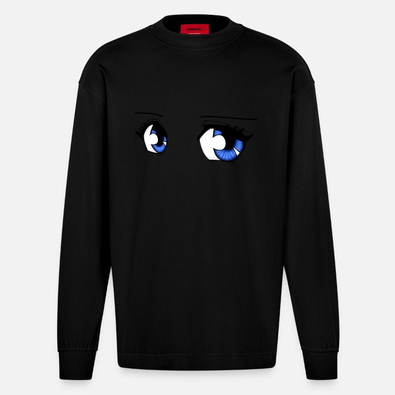 manga eyes - Heavyweight Oversized Organic Longsleeve Shirt Made in EU - SOLID BLACK