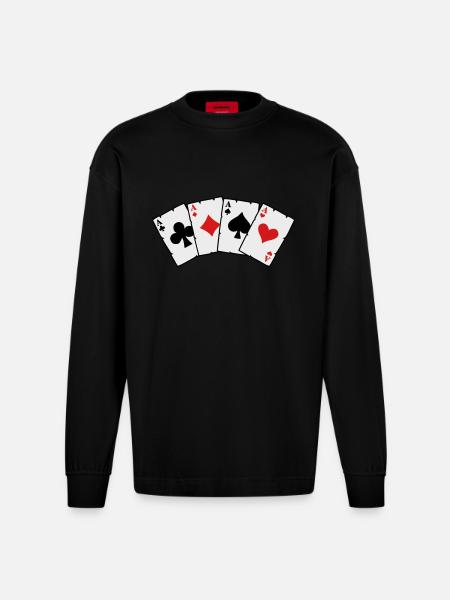 cards_3c2 - Heavyweight Oversized Organic Longsleeve Shirt Made in EU - SOLID BLACK