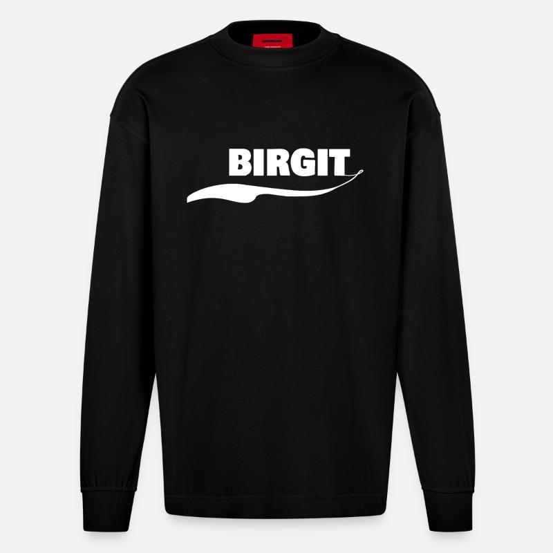Vorname Birgit - Heavyweight Oversized Organic Langarmshirt Made in EU - SOLID BLACK