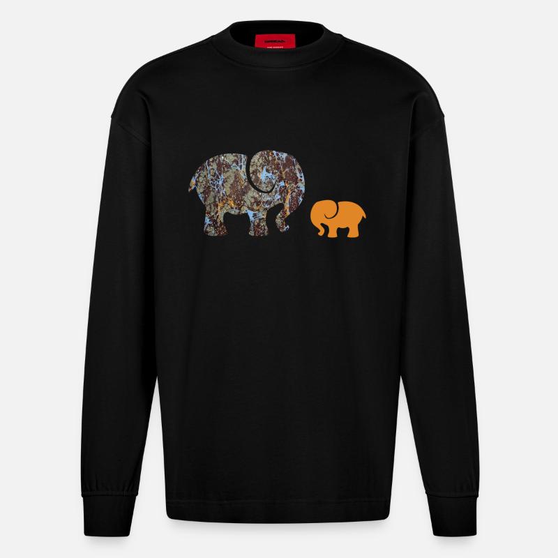 elefant e 85 - Heavyweight Oversized Organic Langarmshirt Made in EU - SOLID BLACK