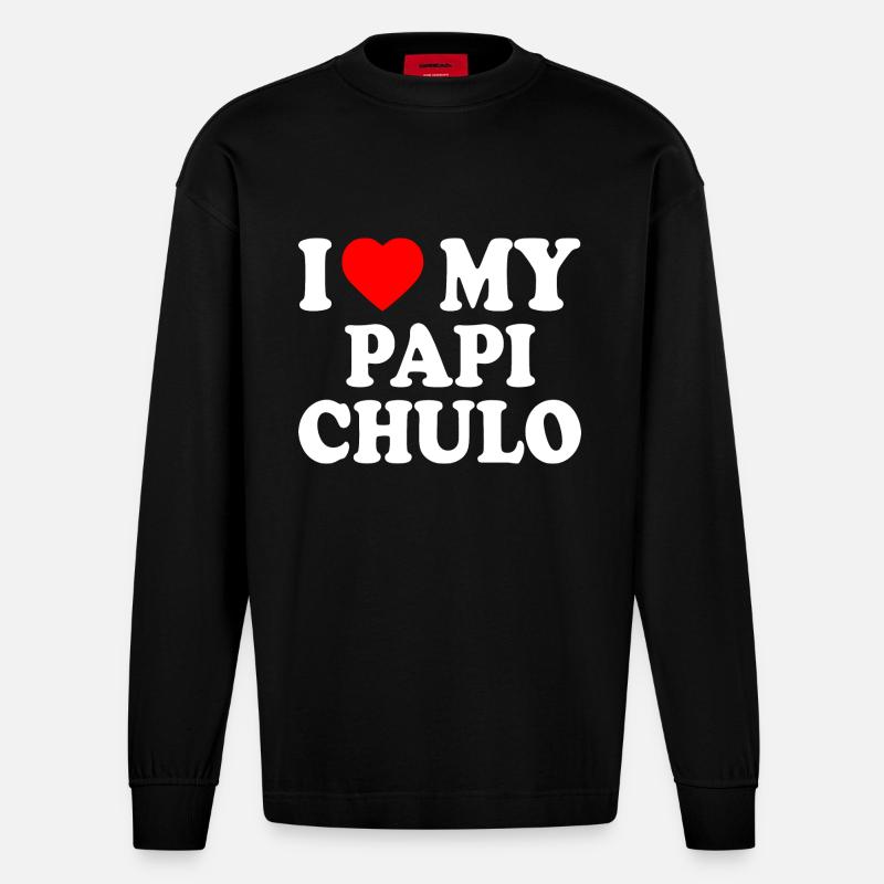 I love my papi chulo - Manches longues bio épais oversize fabriqué en UE - SOLID BLACK