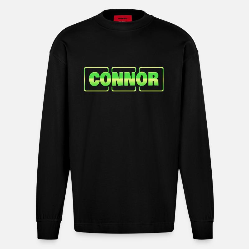 Connor comme idée cadeau - Manches longues bio épais oversize fabriqué en UE - SOLID BLACK