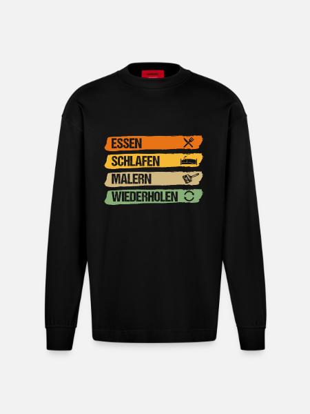 Master Painter Journeyman Painter - Heavyweight Oversized Organic Longsleeve Shirt Made in EU - SOLID BLACK