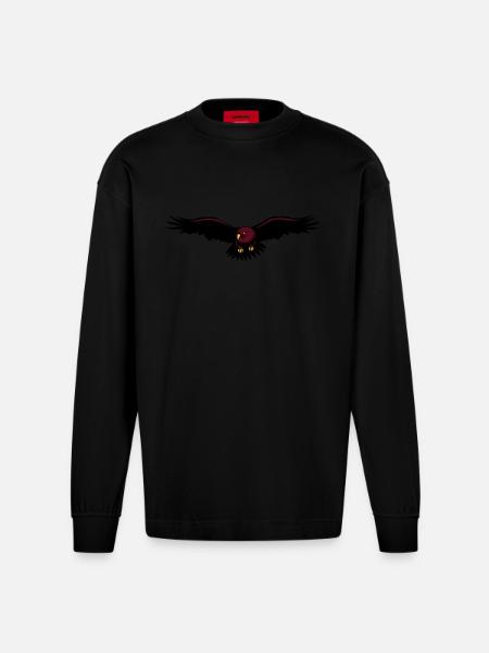 Aigle, Eagle - Manches longues bio épais oversize fabriqué en UE - SOLID BLACK