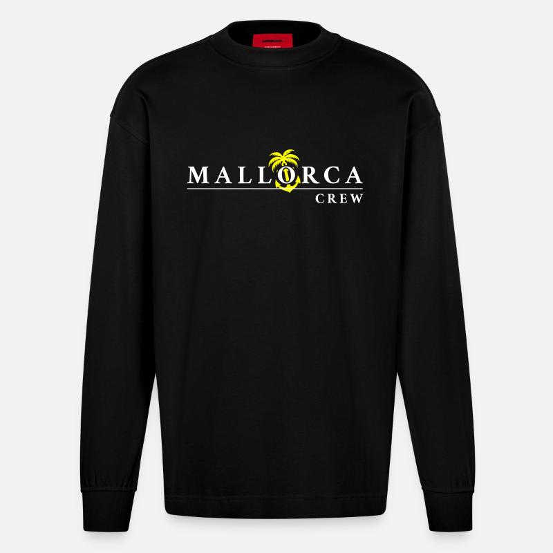 Mallorca Crew - Heavyweight Oversized Organic Langarmshirt Made in EU - SOLID BLACK