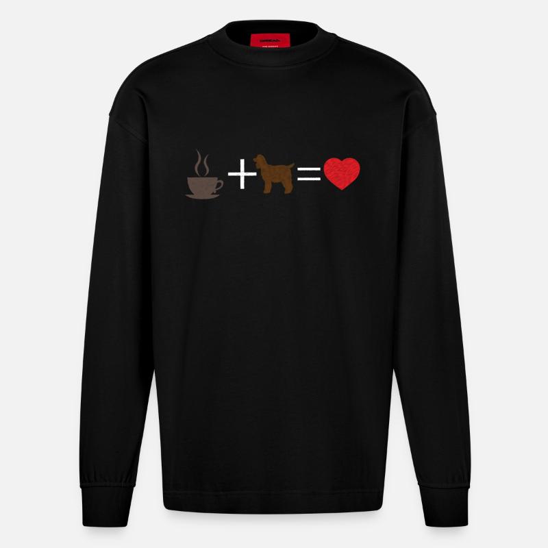 Chien / Cocker café + Cocker = - Manches longues bio épais oversize fabriqué en UE - SOLID BLACK