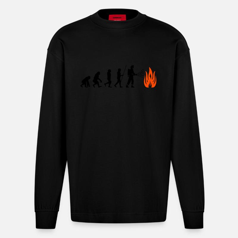 Feuerwehr Evolution - Heavyweight Oversized Organic Langarmshirt Made in EU - SOLID BLACK