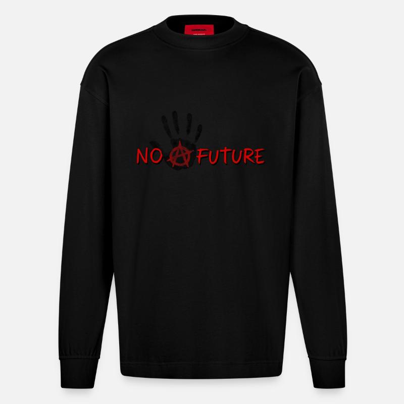 No Future Palm - Heavyweight Oversized Organic Langarmshirt Made in EU - SOLID BLACK