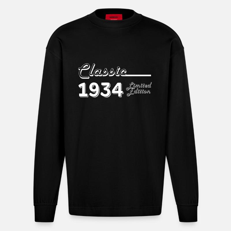 Classic 1934 édition limitée - Manches longues bio épais oversize fabriqué en UE - SOLID BLACK