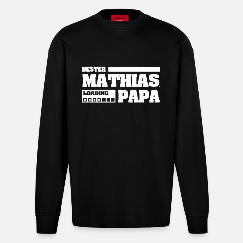 First name Mathias - Heavyweight Oversized Organic Longsleeve Shirt Made in EU - SOLID BLACK