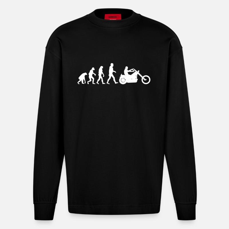 Biker Evolution Chopper - Heavyweight Oversized Organic Langarmshirt Made in EU - SOLID BLACK