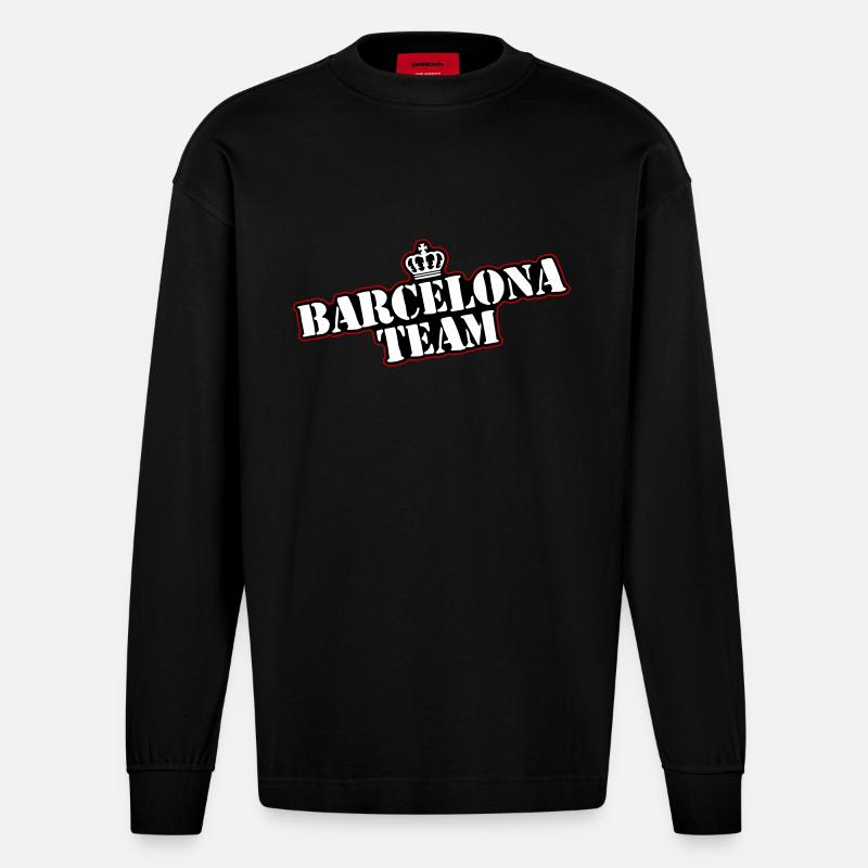 L’équipe de Barcelone - Manches longues bio épais oversize fabriqué en UE - SOLID BLACK