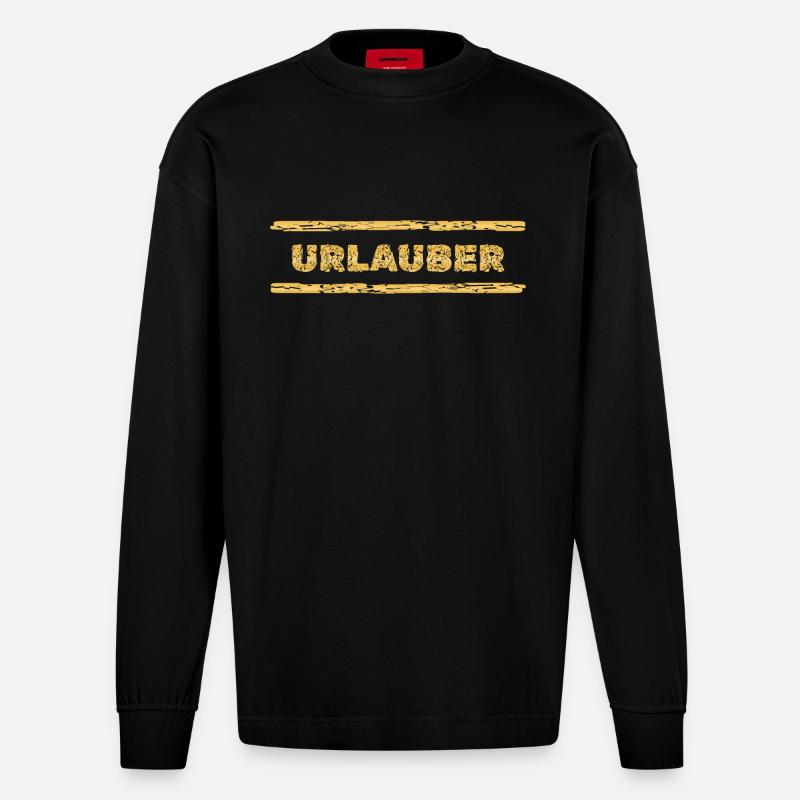 Urlauber als Beruf - Heavyweight Oversized Organic Langarmshirt Made in EU - SOLID BLACK