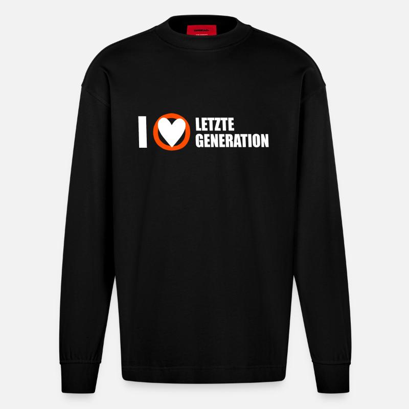 Letzte Generation - Design 3 - Heavyweight Oversized Organic Langarmshirt Made in EU - SOLID BLACK