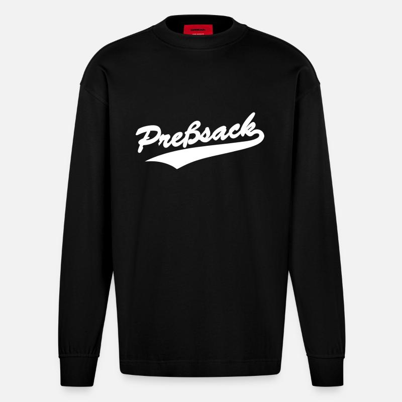 Preßsack Baseball-Style - Heavyweight Oversized Organic Langarmshirt Made in EU - SOLID BLACK