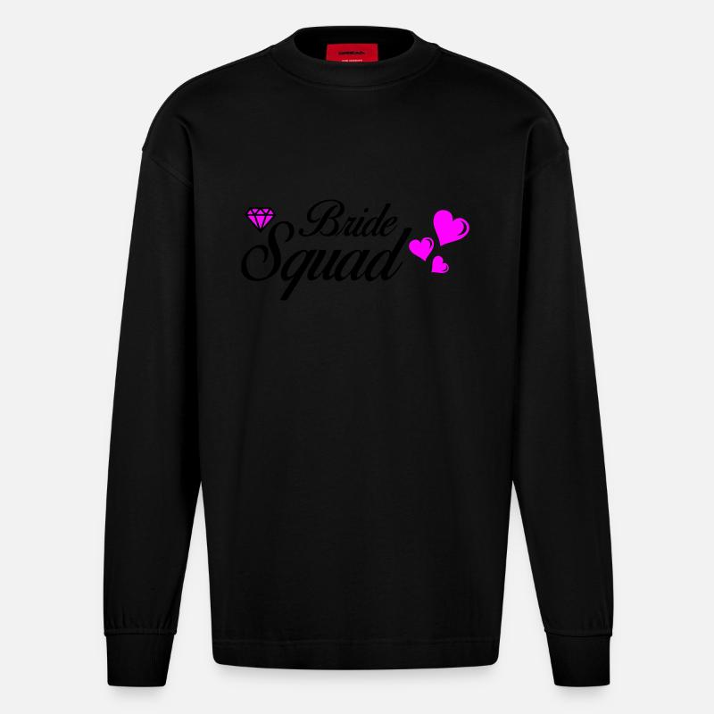 bride squad 02 - Heavyweight Oversized Organic Langarmshirt Made in EU - SOLID BLACK