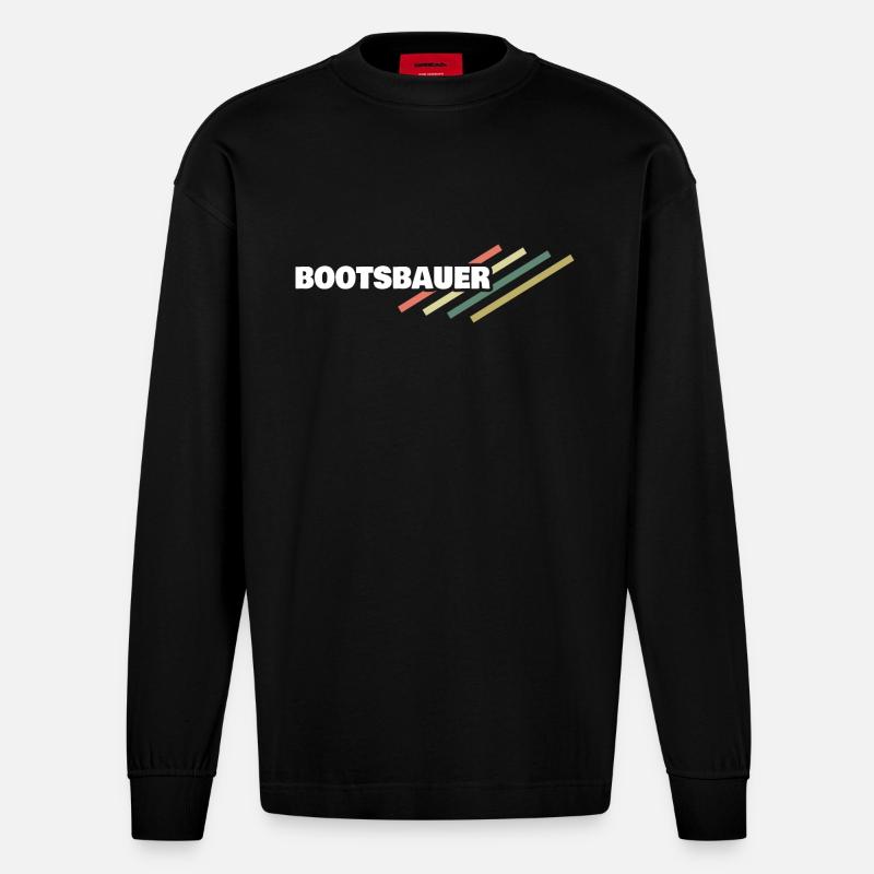 Arbeitsplatz Bootsbauer - Heavyweight Oversized Organic Langarmshirt Made in EU - SOLID BLACK
