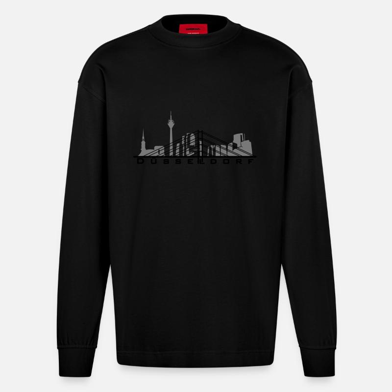 Düsseldorf - Manches longues bio épais oversize fabriqué en UE - SOLID BLACK