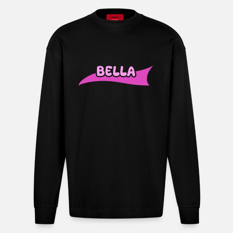 Bella comme prénom - Manches longues bio épais oversize fabriqué en UE - SOLID BLACK