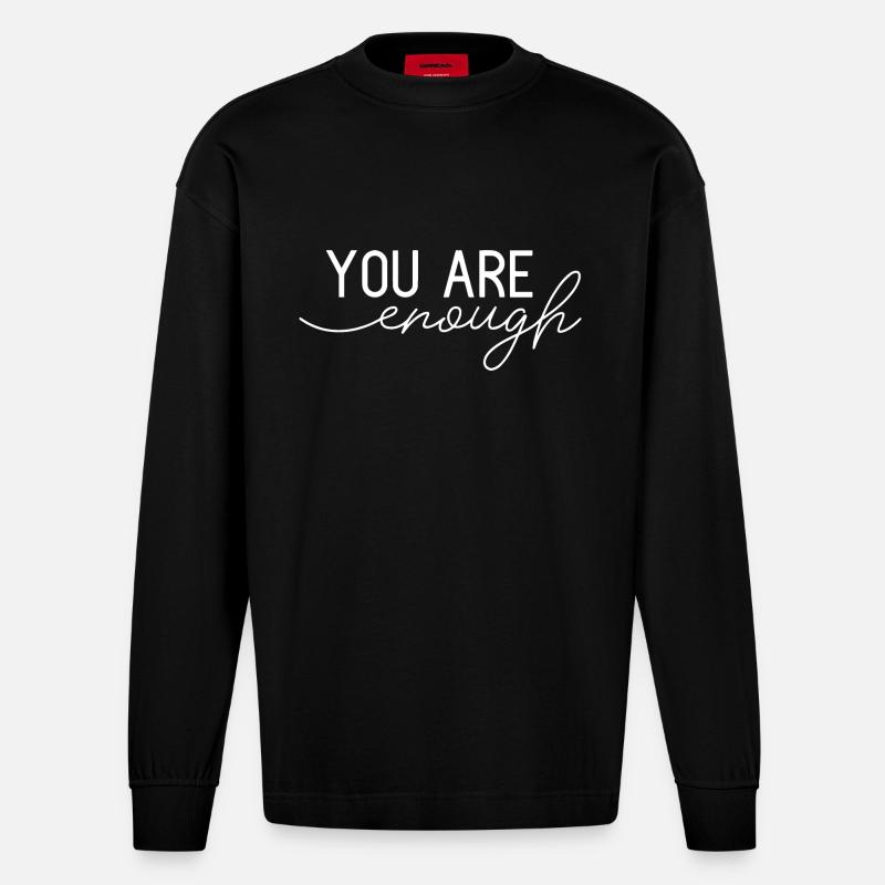 Du bist genug - Heavyweight Oversized Organic Langarmshirt Made in EU - SOLID BLACK