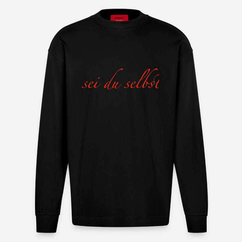 sei du selbst - Heavyweight Oversized Organic Langarmshirt Made in EU - SOLID BLACK