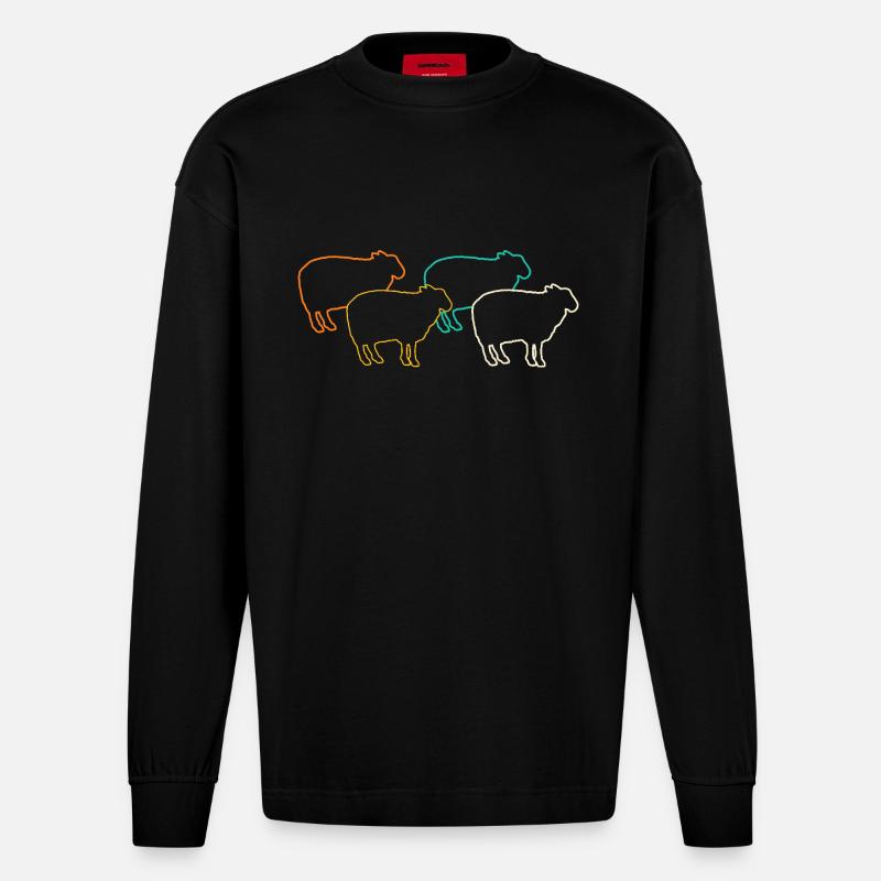 Schäfer Schaf - Heavyweight Oversized Organic Langarmshirt Made in EU - SOLID BLACK