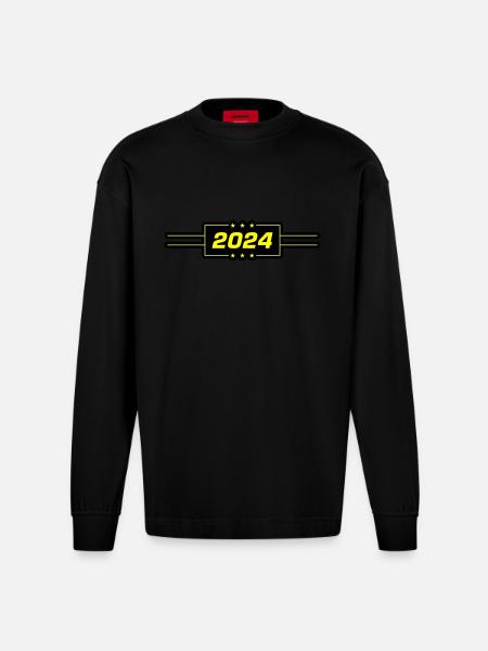 Année 2024 - Manches longues bio épais oversize fabriqué en UE - SOLID BLACK