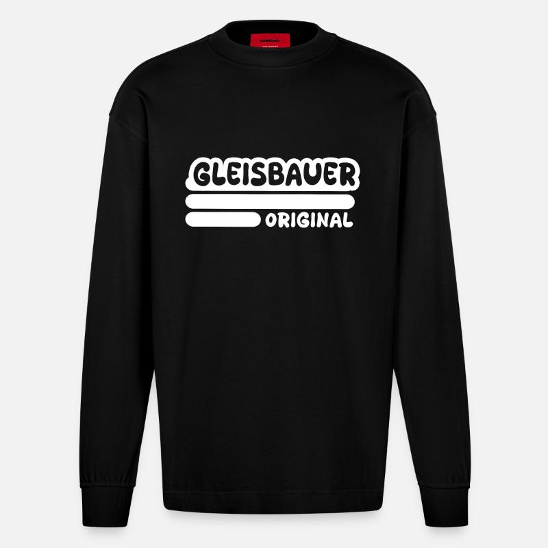 Gleisbauer als Beruf - Heavyweight Oversized Organic Langarmshirt Made in EU - SOLID BLACK