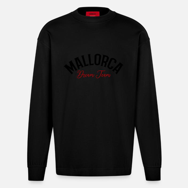 Mallorca Dream Team - Heavyweight Oversized Organic Langarmshirt Made in EU - SOLID BLACK