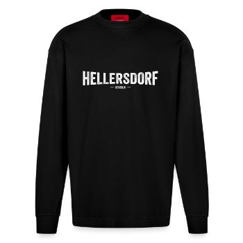 Hellersdorf Ostberlin - Heavyweight Oversized Organic Langarmshirt Made in EU - SOLID BLACK - Vorne