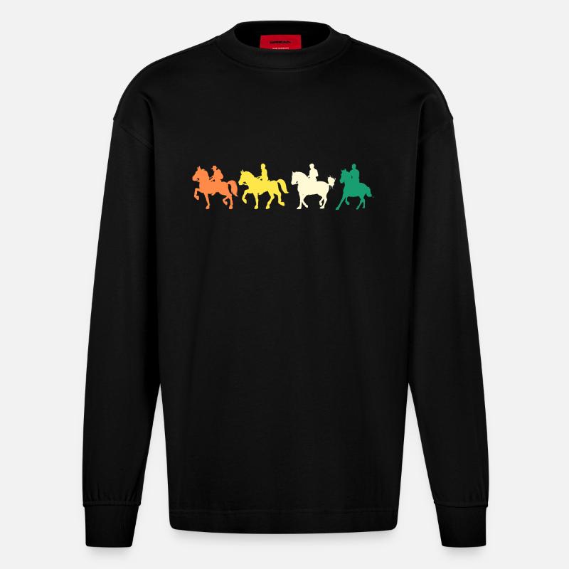 Monter des chevaux Evolution - Manches longues bio épais oversize fabriqué en UE - SOLID BLACK