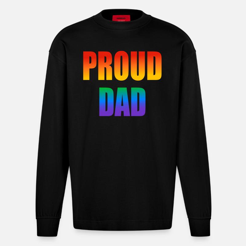 Stolzer Papa schwuler Regenbogen - Heavyweight Oversized Organic Langarmshirt Made in EU - SOLID BLACK