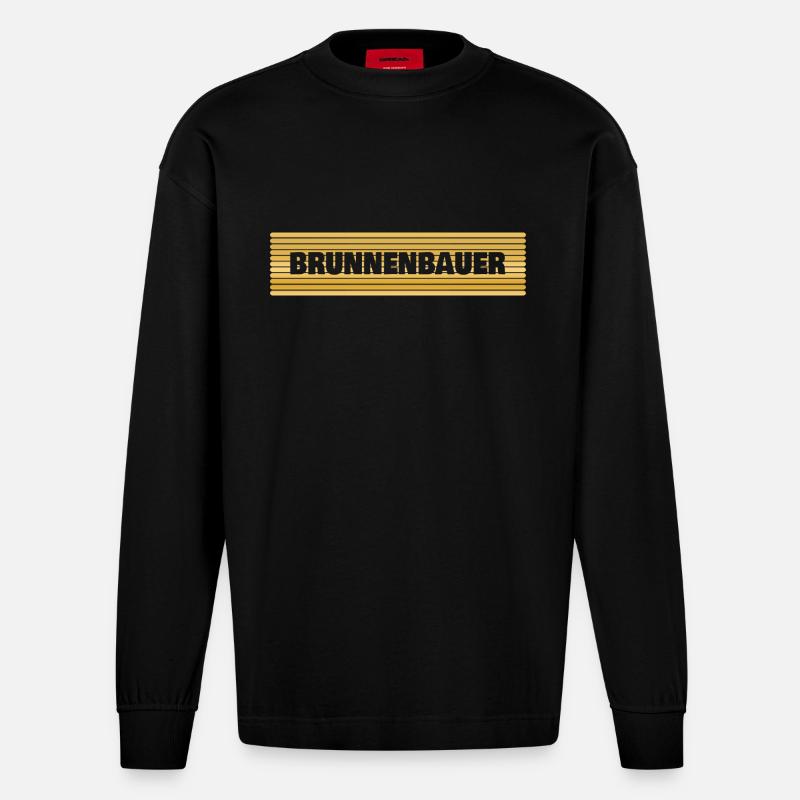 Profession Constructeur de puits - Manches longues bio épais oversize fabriqué en UE - SOLID BLACK