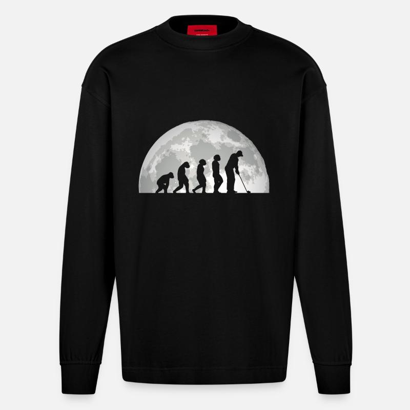 Golfspieler Evolution Golf - Heavyweight Oversized Organic Langarmshirt Made in EU - SOLID BLACK