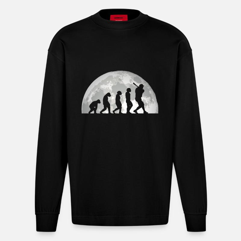 Baseball Player Evolution Baseball - Heavyweight Oversized Organic Longsleeve Shirt Made in EU - SOLID BLACK