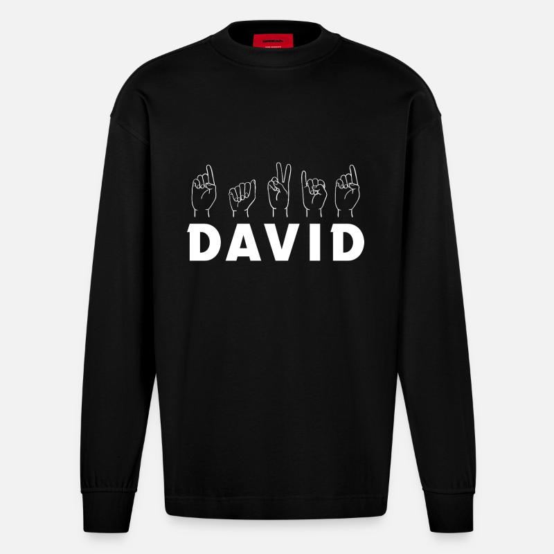 Gebärdensprache David - Heavyweight Oversized Organic Langarmshirt Made in EU - SOLID BLACK