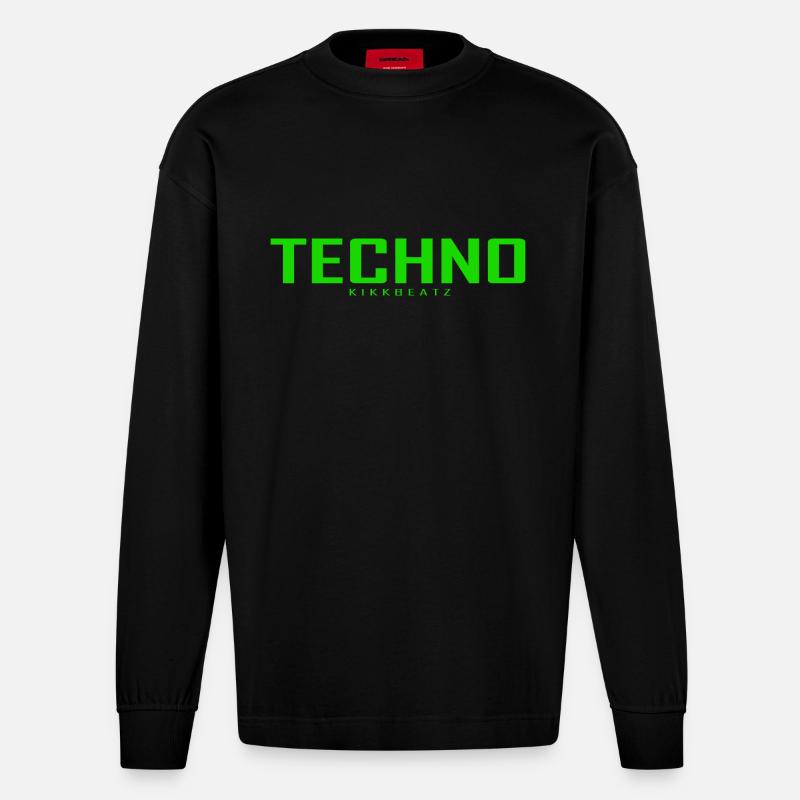 TECHNO - Heavyweight Oversized Organic Langarmshirt Made in EU - SOLID BLACK