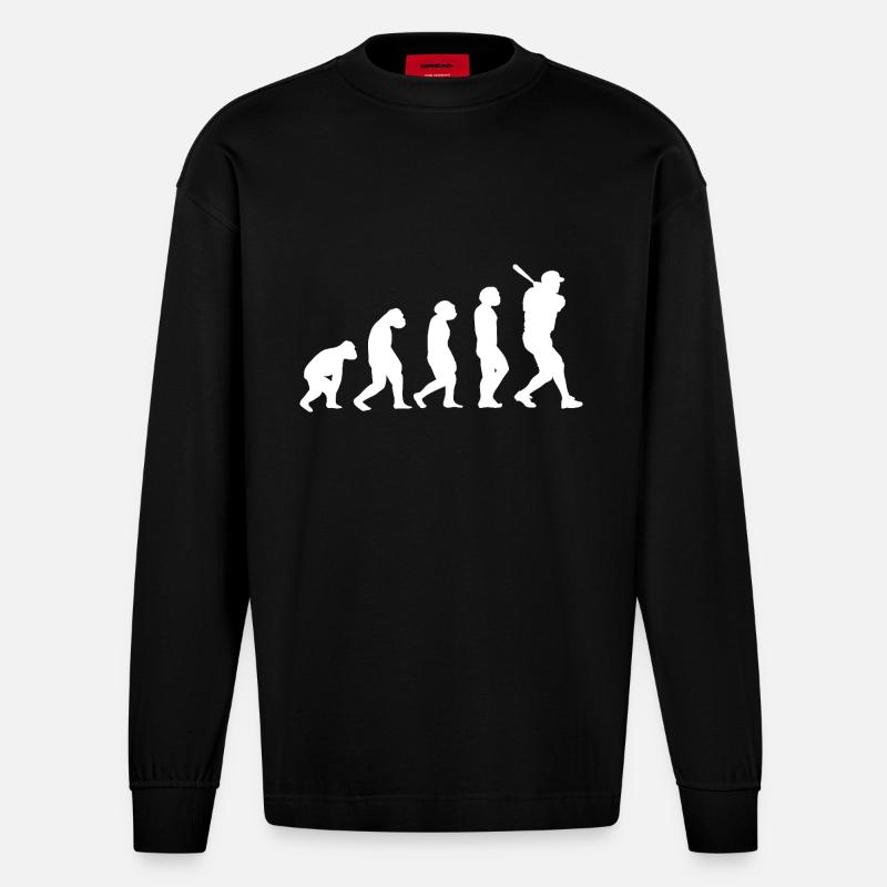 Baseballspieler Evolution Baseball - Heavyweight Oversized Organic Langarmshirt Made in EU - SOLID BLACK